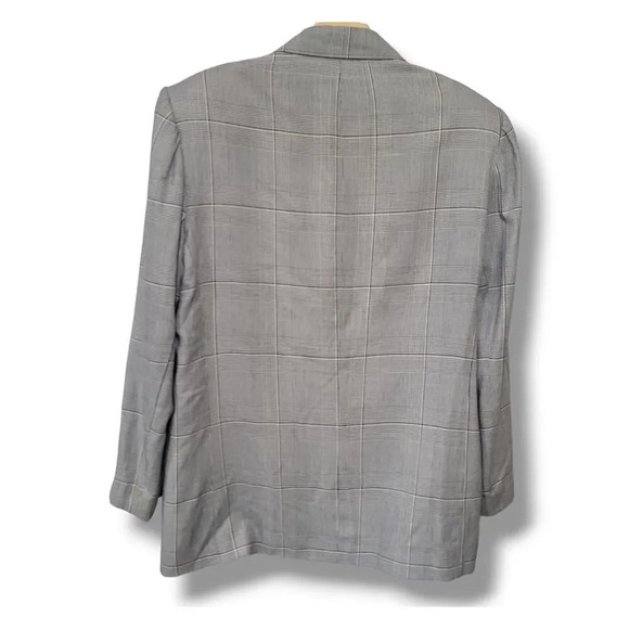 Russ Togs Women’s Vintage Gray Plaid Double-Breasted Blazer – Size 16 - Picture 2 of 10